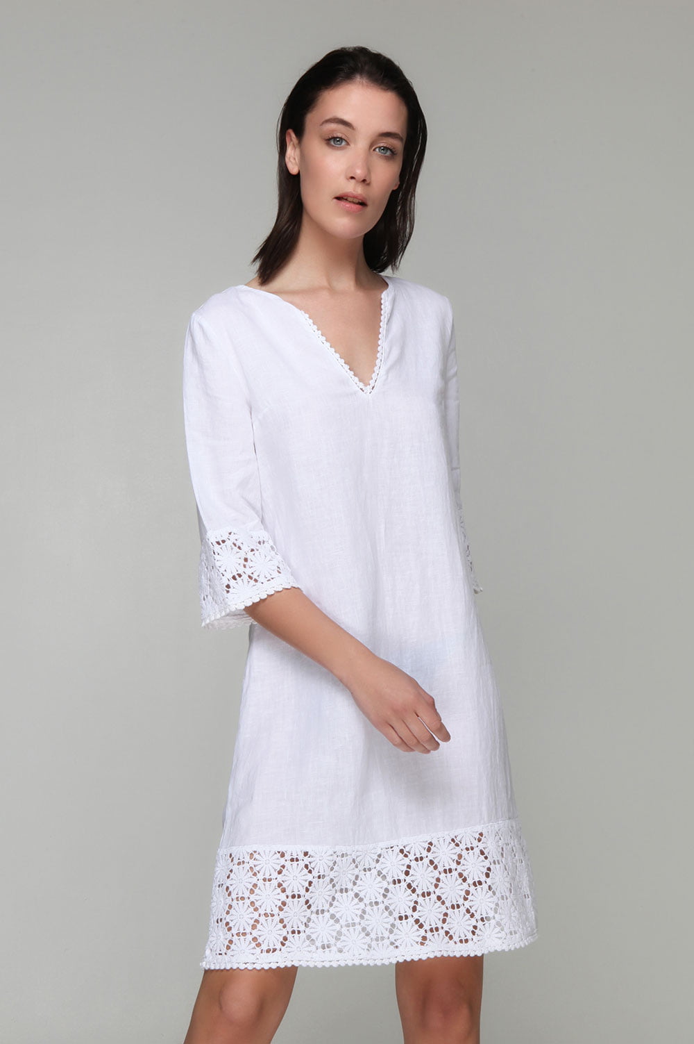 Linen Dress with Lace – PLS Fashion