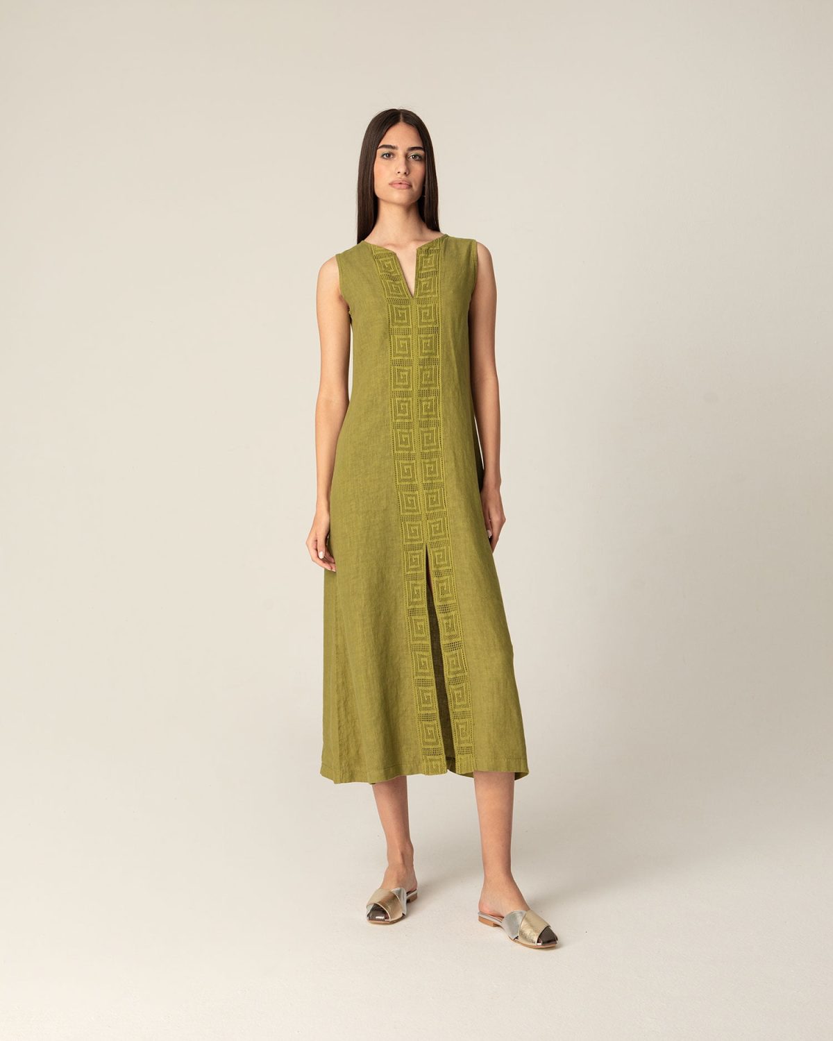 Linen Dress With Meander