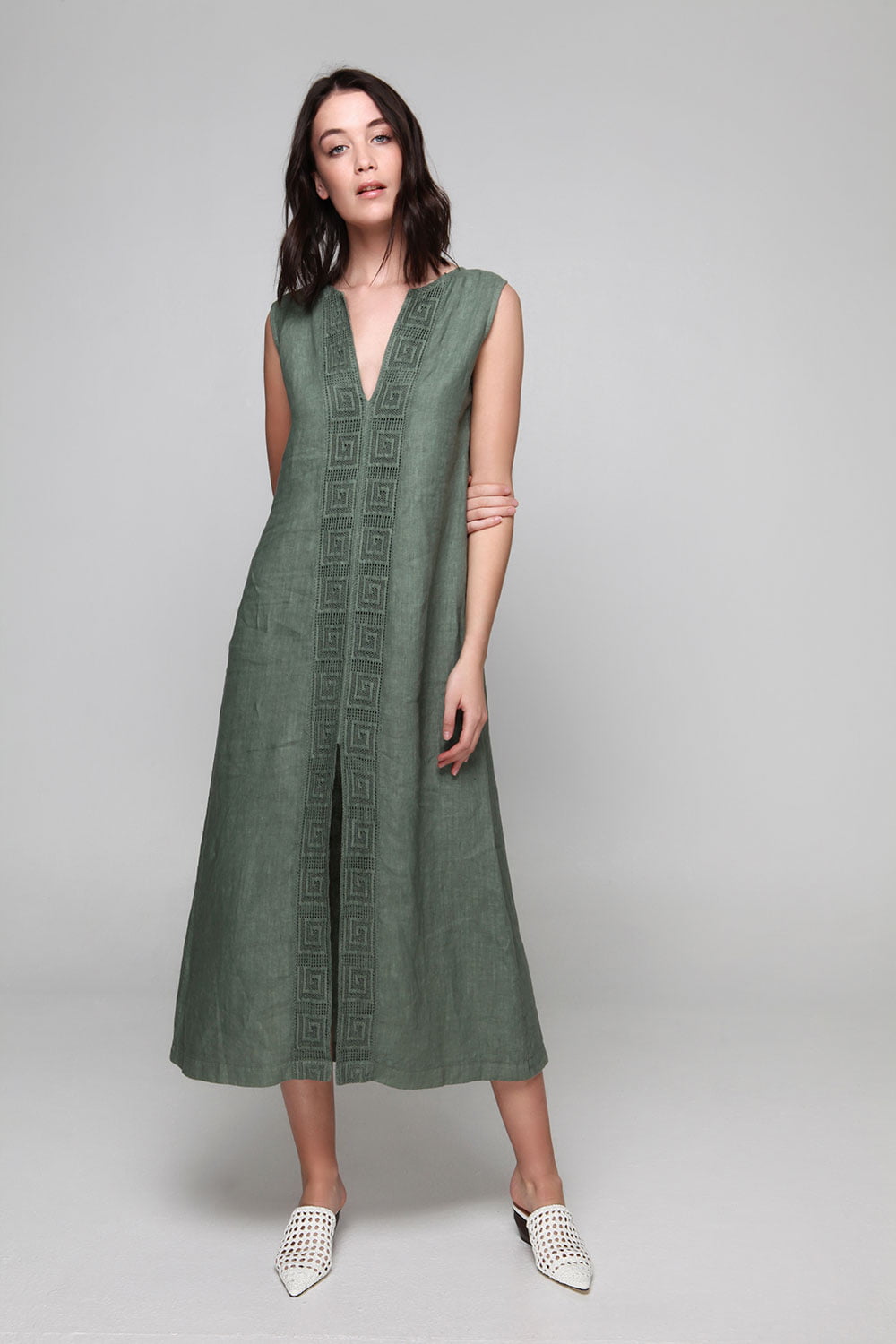 Linen Dress With Meander