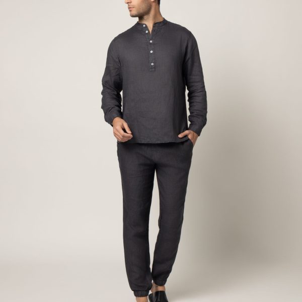 Linen Blouse With Mao Collar