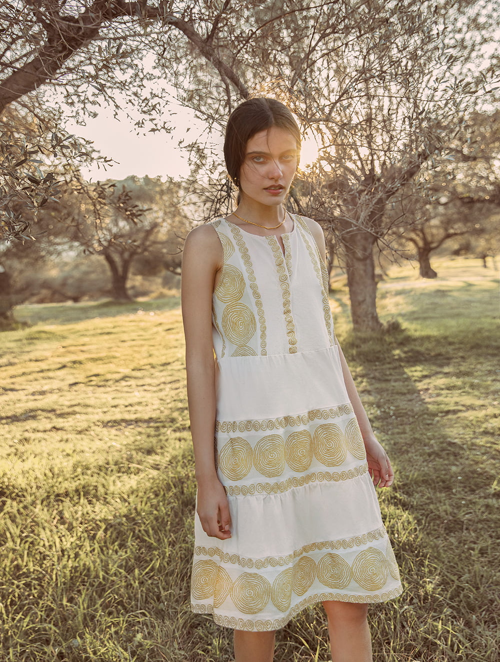 Embroidered sleeveless ruffle dress – PLS Fashion