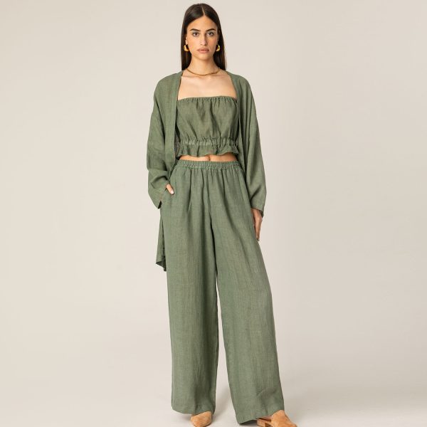 Linen wide leg pants