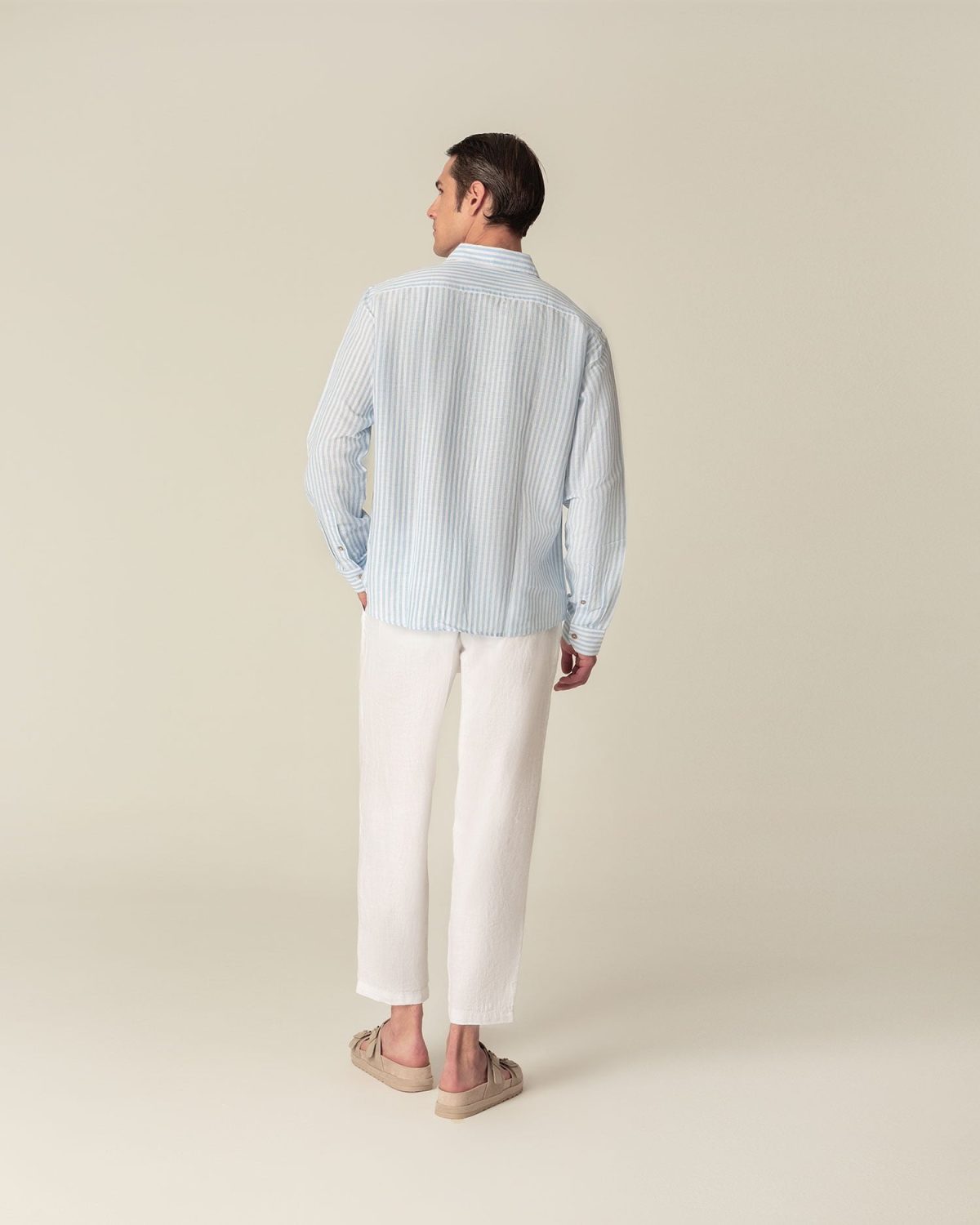Linen pleated cropped pants