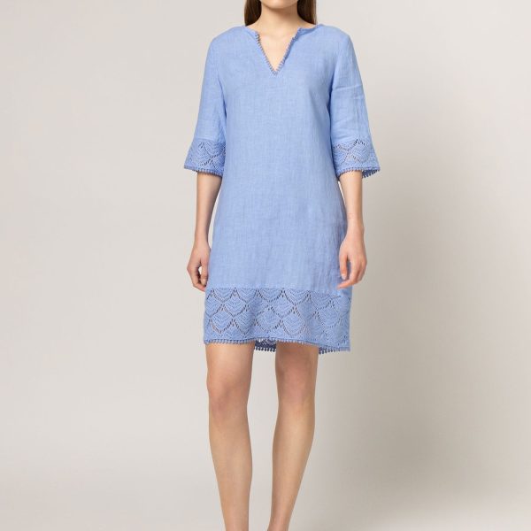 Linen Dress with Lace