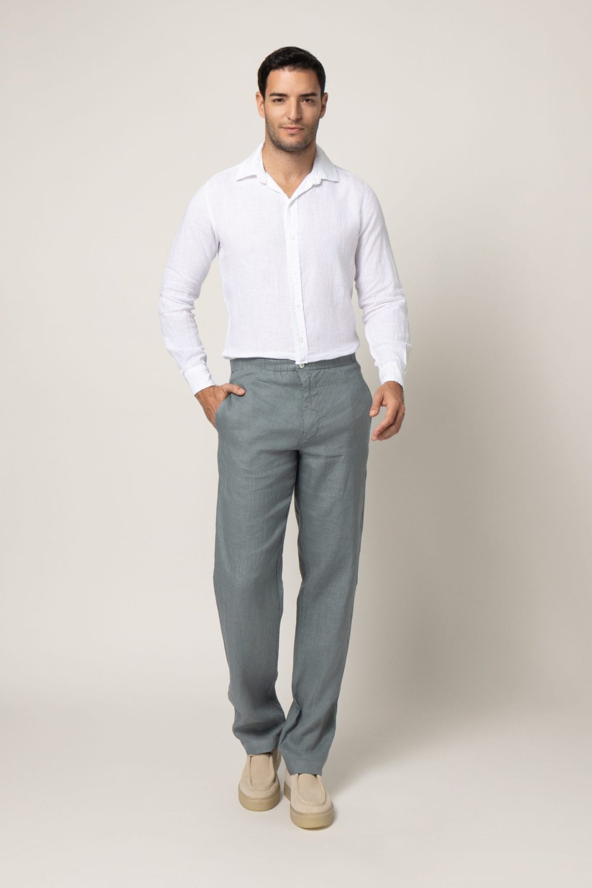 Linen Trousers With Elastic Waist