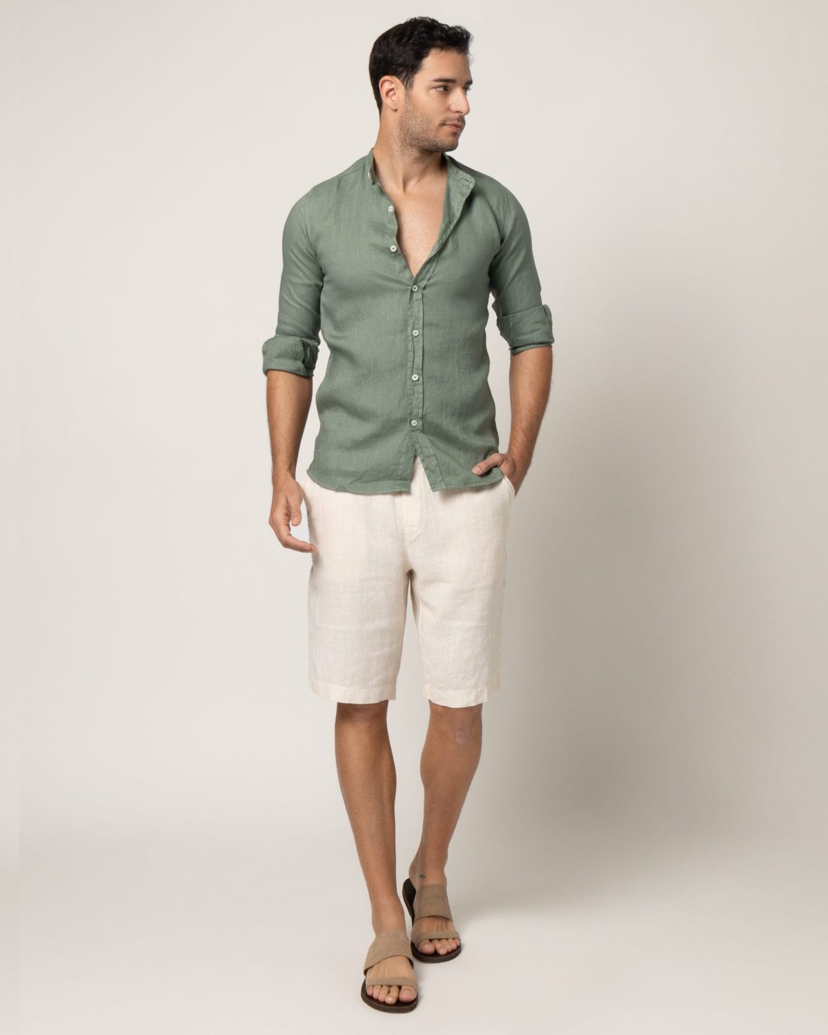 Linen bermuda shorts