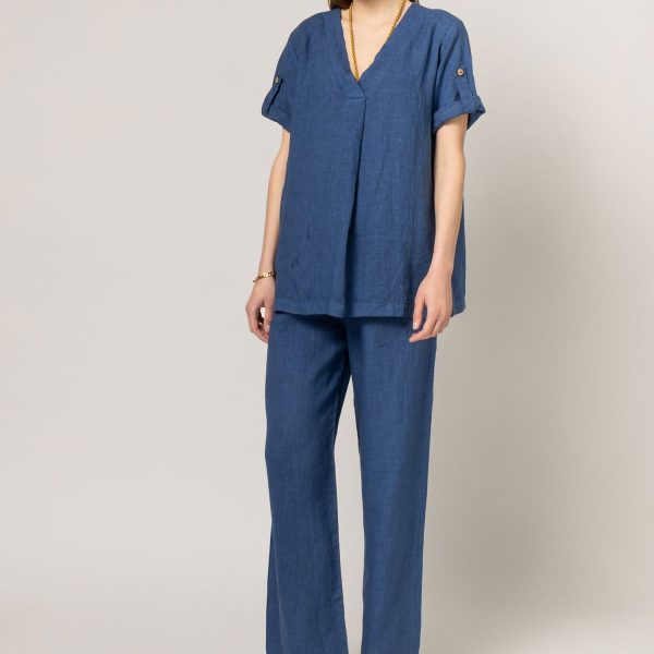 Linen wide leg pants