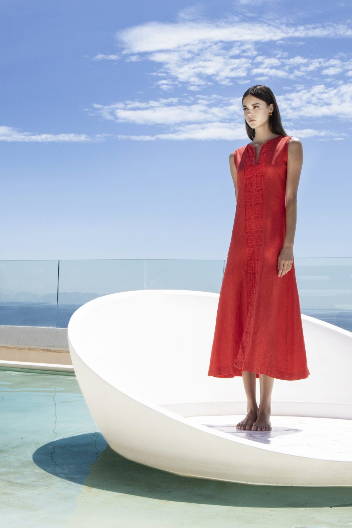Linen Dress With Meander