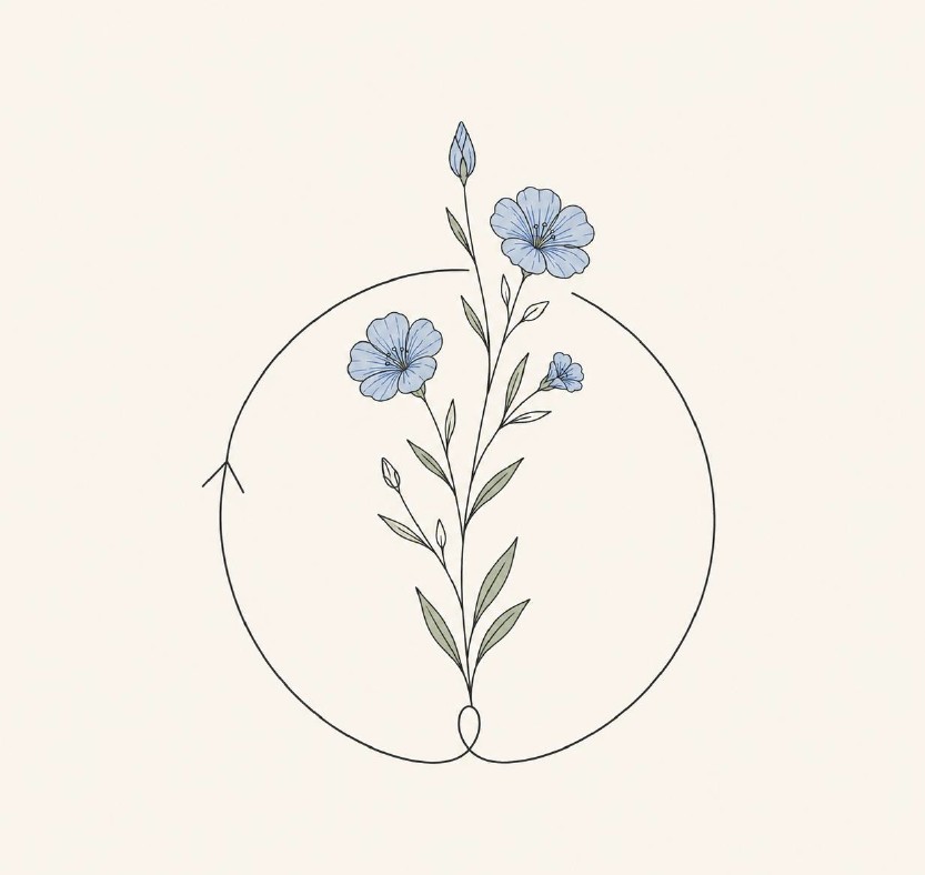 Drawing of a flowering flax plant